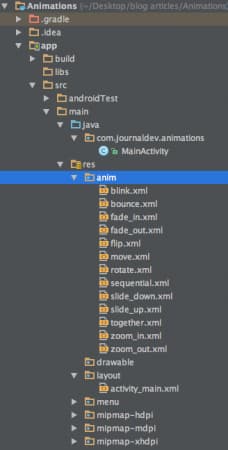 android animations project, android animation