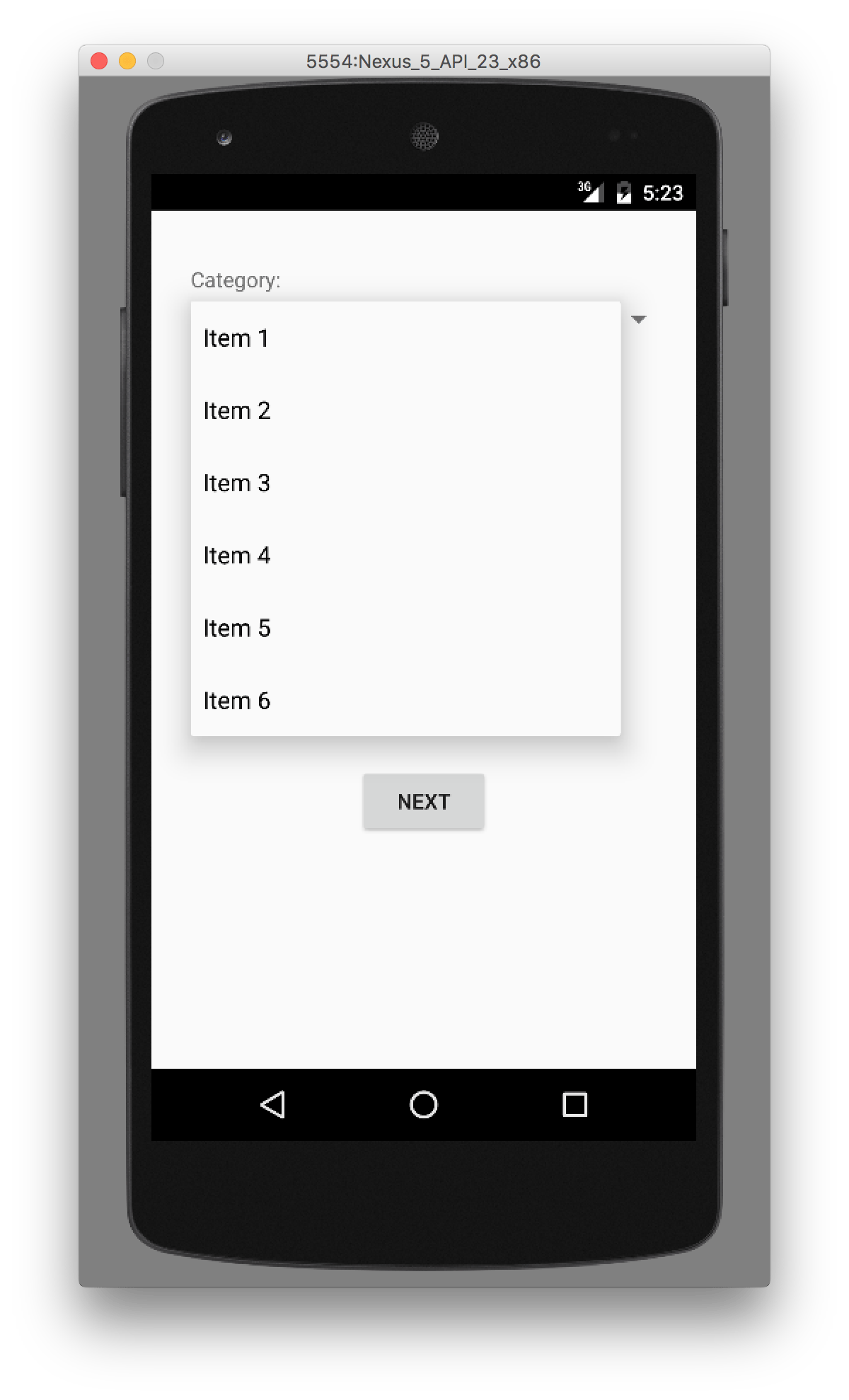 android spinner drop down list