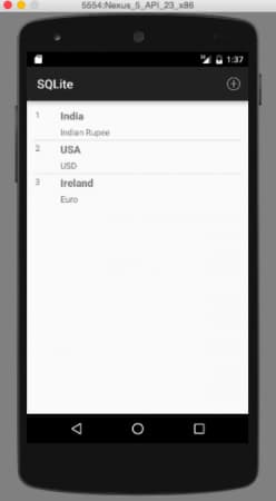 android sqlite example crud