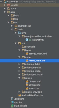 android action bar example, android actionbar project, android actionbar