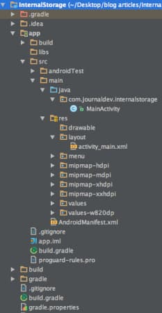 android internal storage example, android file storage