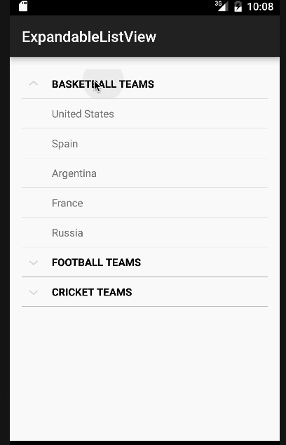 ExpandableListView, android ExpandableListView, android ExpandableListView example