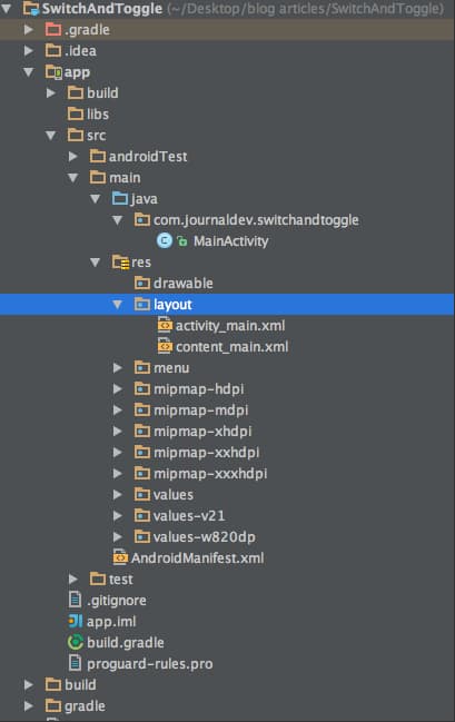 android toggle button, switch in android