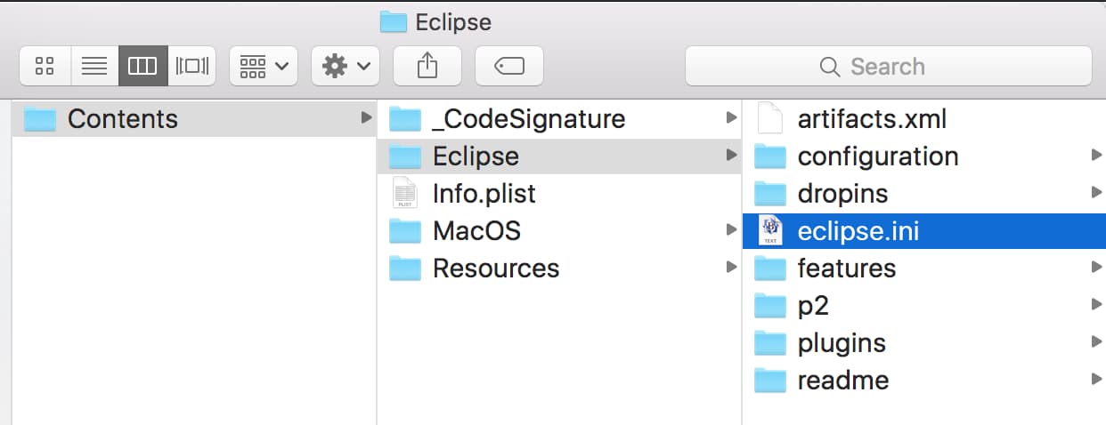 eclipse.ini file, eclipse.ini file location mac