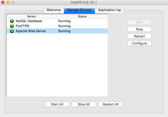android xampp manage servers