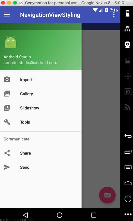 android navigationview to avoid