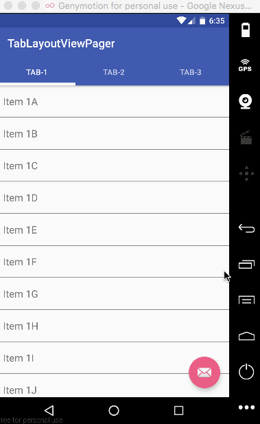 android tablayout viewpager output