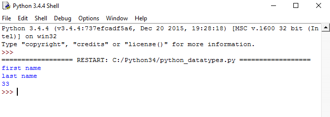 Python Data Type - python dictionary example output