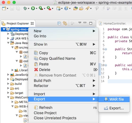 eclipse maven project export as war file