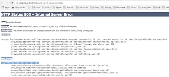 http error 500 java lang nullpointerexception