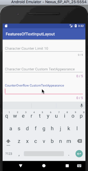 android text input layout counter overflow output