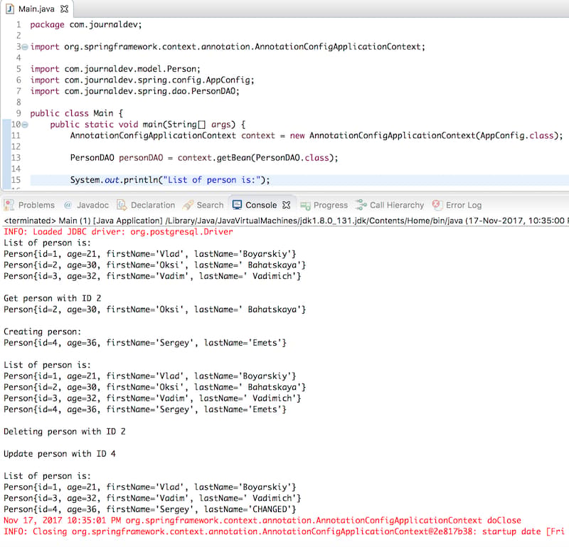 Spring JDBC, Spring JdbcTemplate Example
