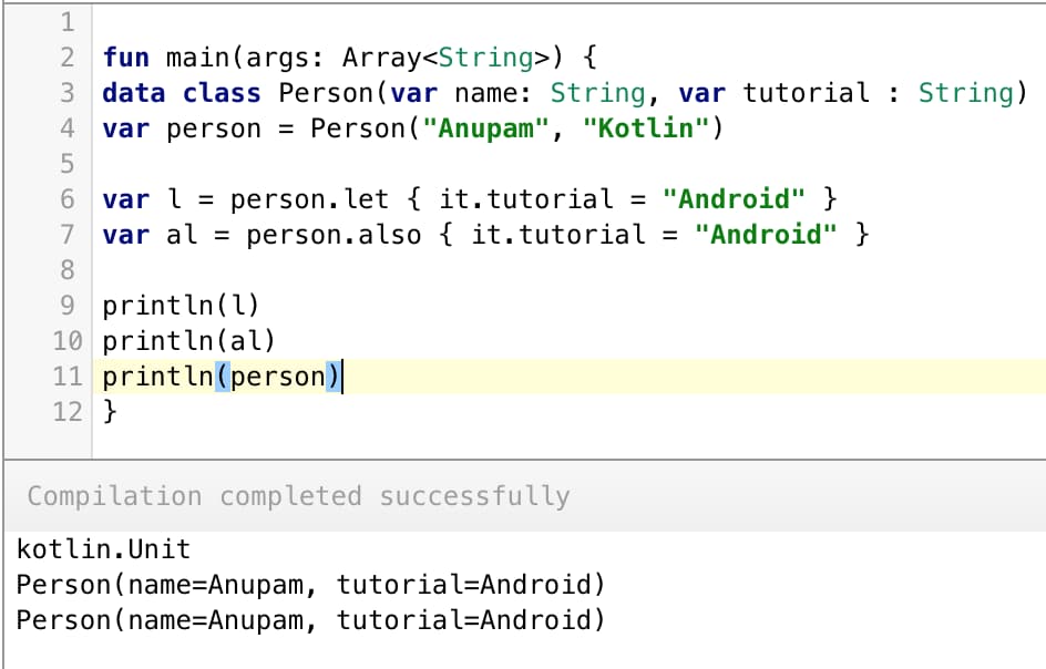 Kotlin let vs also