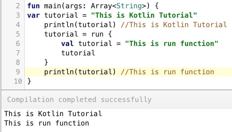 Kotlin run function
