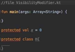 kotlin visibility modifiers, kotlin protected modifier