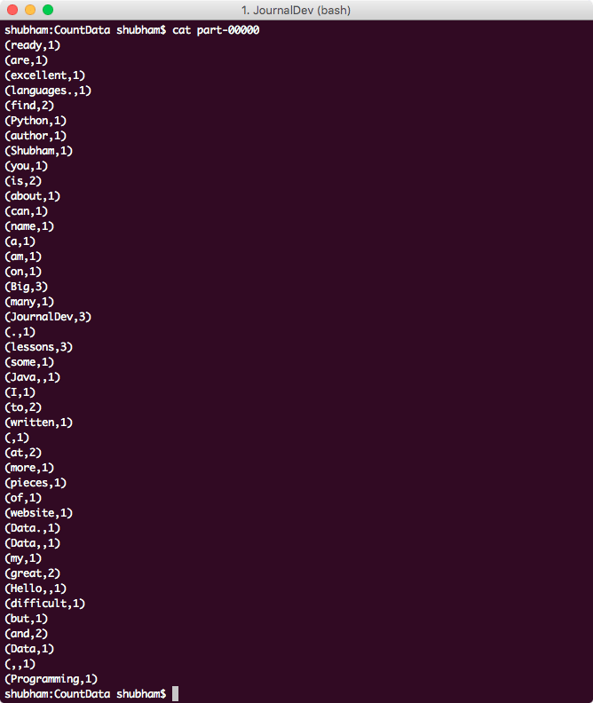 apache spark word count example output
