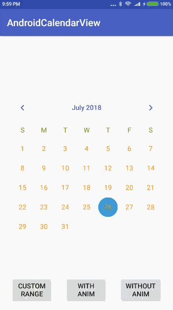 android calendar view output