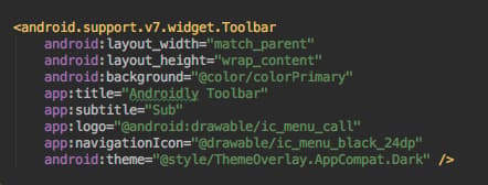 android toolbar xml layout