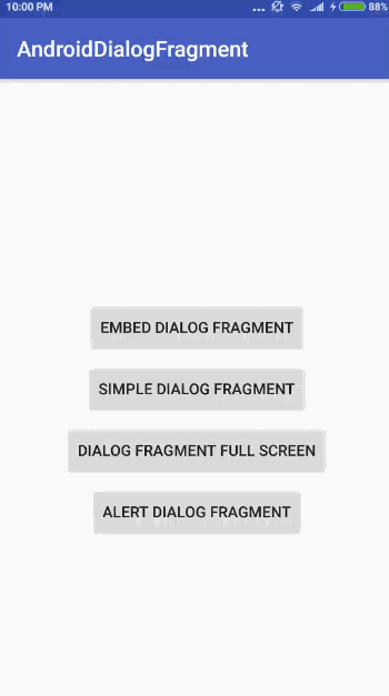 android dialogfragment output