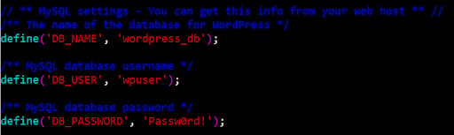Wordpress Database Config