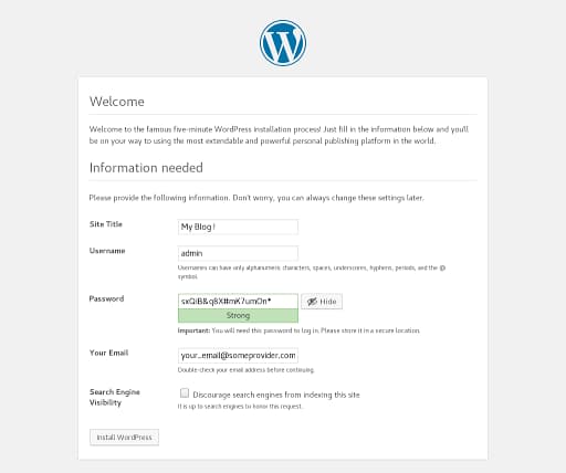 Provide Wordpress Site Information