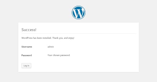 Wordpress Install Confirmation Page