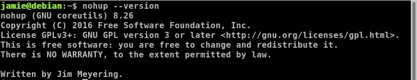 check version of nohup command