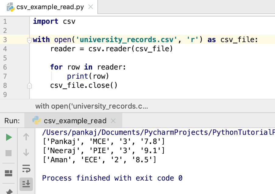 Python Parse CSV File