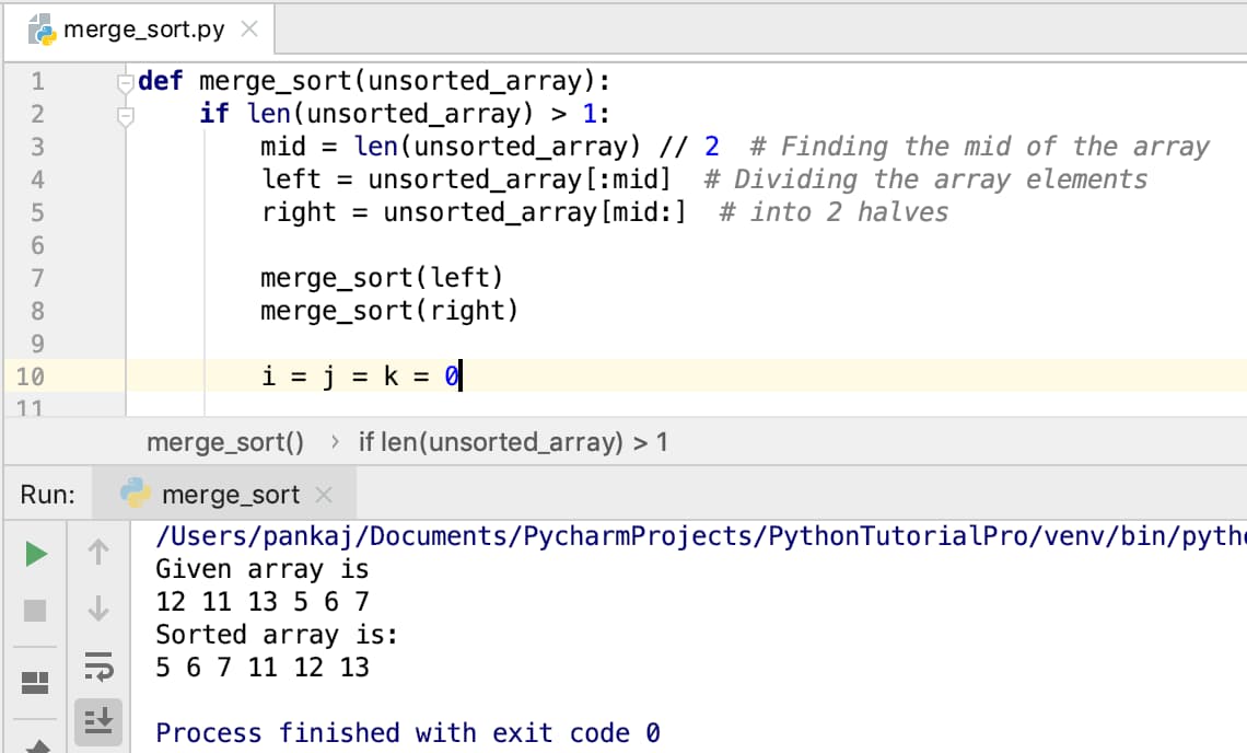 Merge Sort Python Code