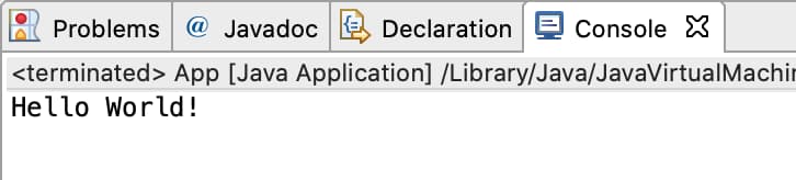 Eclipse Java Application Console Output