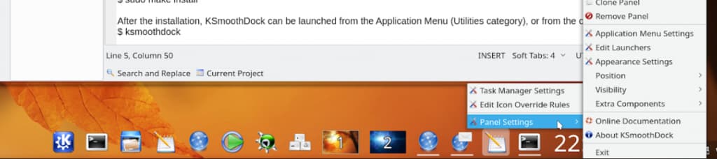 KSmoothDock Linux Dock