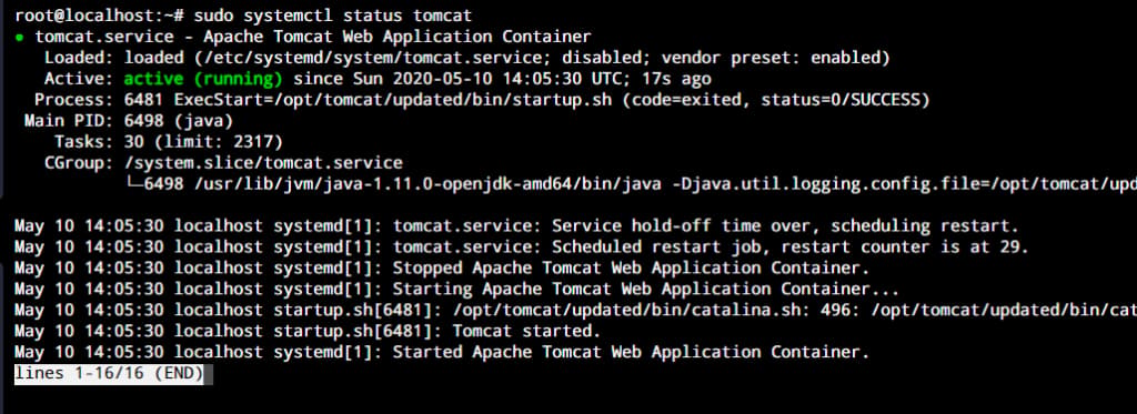 Systemctl Tomcat Running